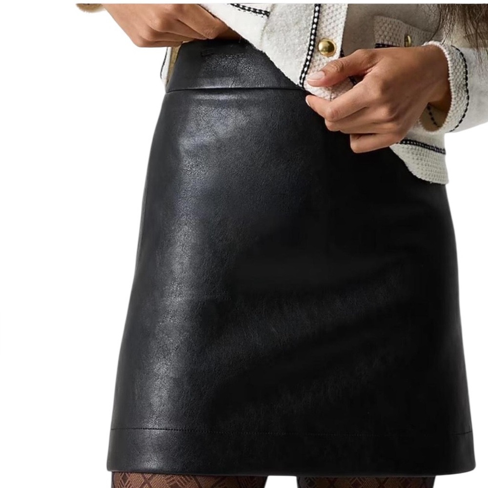 J Crew Black Faux Leather Mini Skirt Womens 6